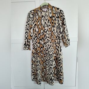 Nanette By Nanette Lepore Leopard Print Stretchy Long Sleeve Dress Sz L 10-12